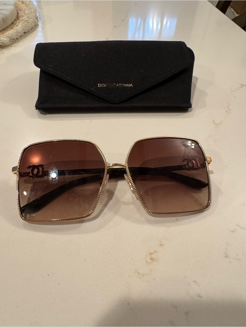 Dolce & Gabbana Gold Frame Sunglasses with Brown Lenses